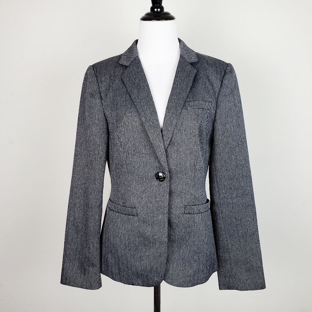 John Meyer Collection Blazer Herringbone Career Fall Winter Preppy Dark Academia